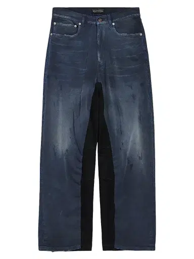 Balenciaga Men's Patched Baggy Jeans - Dirty Dark Blue - Size XL | Thumbnail 1