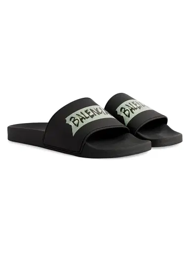 Balenciaga Men's Pool Slide Sandals - Black White - Size 8 | Thumbnail 2 Balenciaga Men's Pool Slide Sandals - Black White - Size 8 | Thumbnail 2