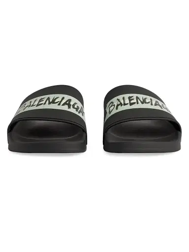 Balenciaga Men's Pool Slide Sandals - Black White - Size 8 | Thumbnail 4 Balenciaga Men's Pool Slide Sandals - Black White - Size 8 | Thumbnail 4