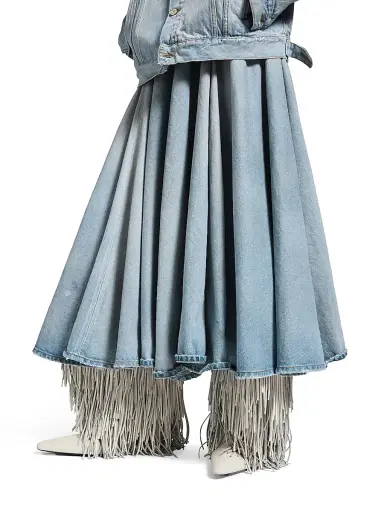 Balenciaga Women's Godet Maxi Skirt - Dirty Light Blue | Thumbnail 3