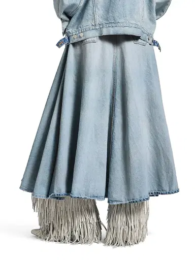 Balenciaga Women's Godet Maxi Skirt - Dirty Light Blue | Thumbnail 4