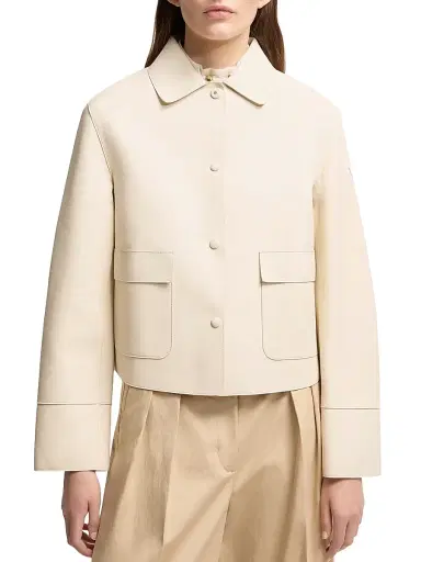 Moncler Women's Haricot 3-in-1 Puffer Shacket in Leather - White Ivory - Size Medium | Thumbnail 2 Moncler Women's Haricot 3-in-1 Puffer Shacket in Leather - White Ivory - Size Medium | Thumbnail 2
