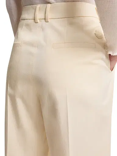 Moncler Women's Tailored Pants in Cotton Gabardine - White Ivory - Size 10 | Thumbnail 4 Moncler Women's Tailored Pants in Cotton Gabardine - White Ivory - Size 10 | Thumbnail 4