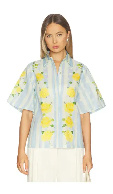 VERANDAH Blooming Roses And Stripes Shirt | Thumbnail 2