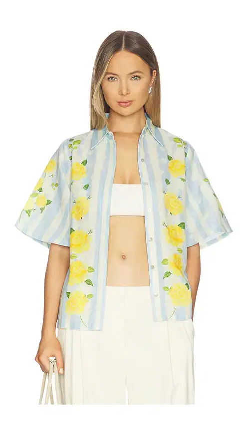 Verandah Blooming Roses And Stripes Shirt