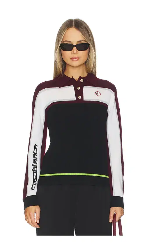 Casablanca Striped Oversized Polo Shirt