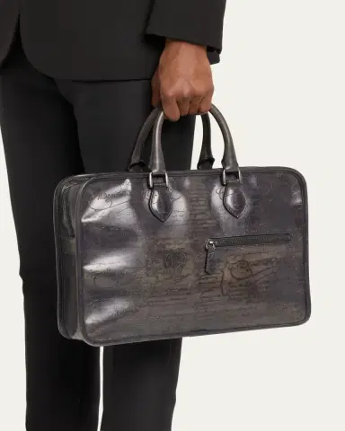 Berluti Men's Un Jour Venezia Scritto Leather Briefcase | Thumbnail 3