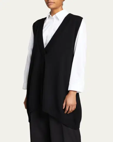 Eskandar A-Line Sleeveless Deep-V Long Cashmere Sweater | Thumbnail 3