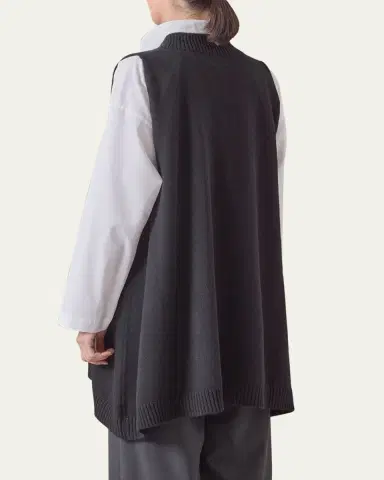 Eskandar A-Line Sleeveless Deep-V Long Cashmere Sweater | Thumbnail 5