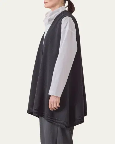 Eskandar A-Line Sleeveless Deep-V Long Cashmere Sweater | Thumbnail 6