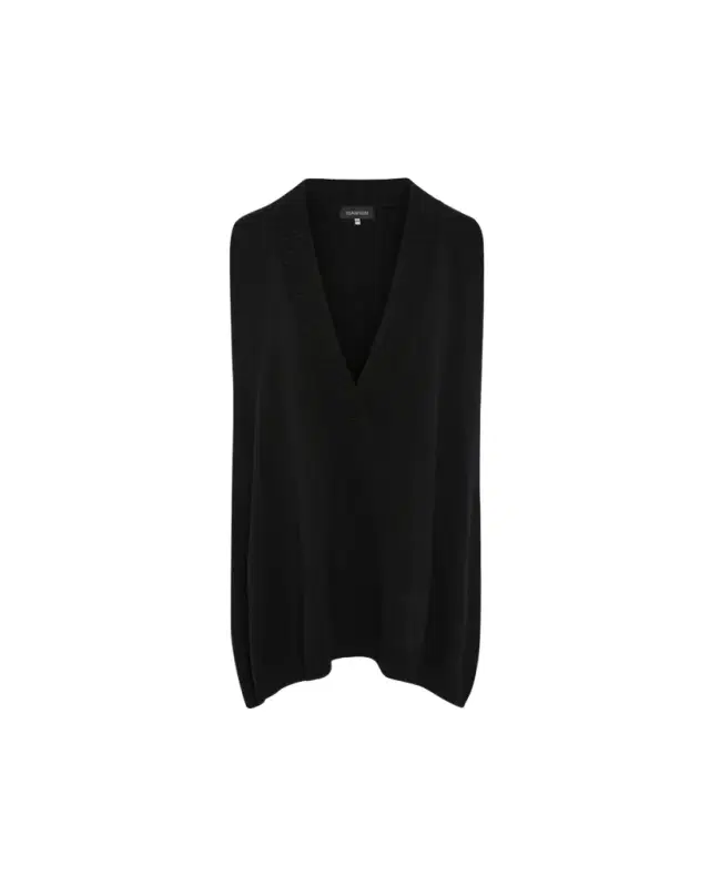Eskandar A-Line Sleeveless Deep-V Long Cashmere Sweater