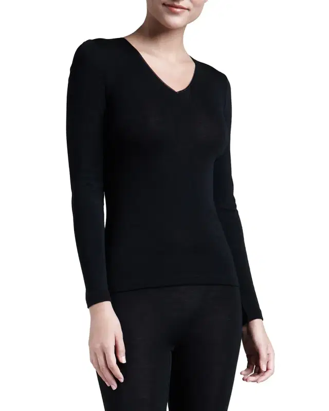 Wool & Silk Blend V-Neck Top
