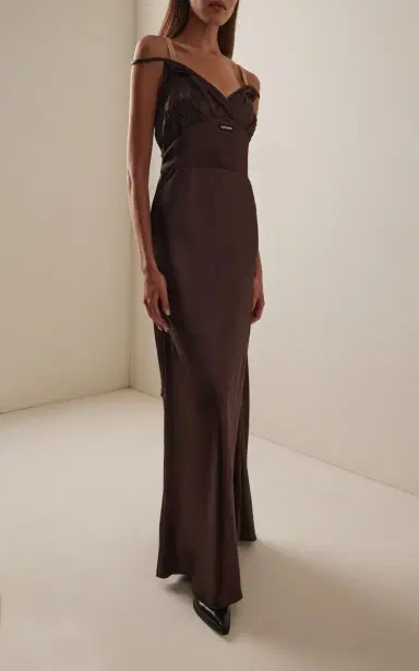 Miu Miu Strap-Detailed Satin Maxi Dress | Thumbnail 3