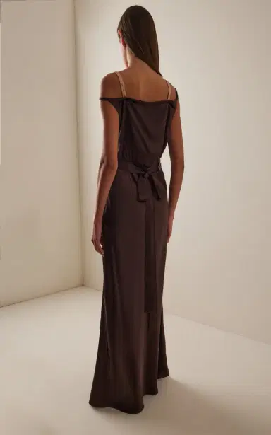 Miu Miu Strap-Detailed Satin Maxi Dress | Thumbnail 4