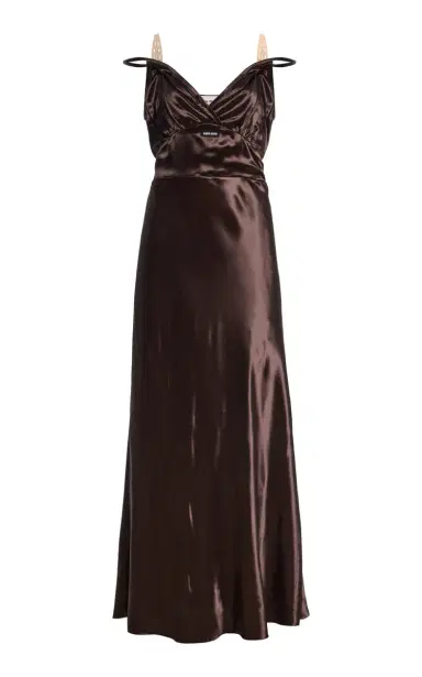 Miu Miu Strap-Detailed Satin Maxi Dress | Thumbnail 6
