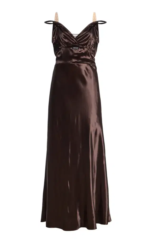 Strap-Detailed Satin Maxi Dress