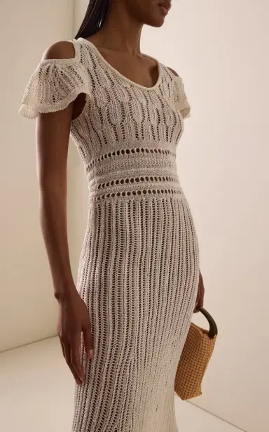 JW Anderson Ruffled Crocheted Midi Dress | Thumbnail 3 JW Anderson Ruffled Crocheted Midi Dress | Thumbnail 3