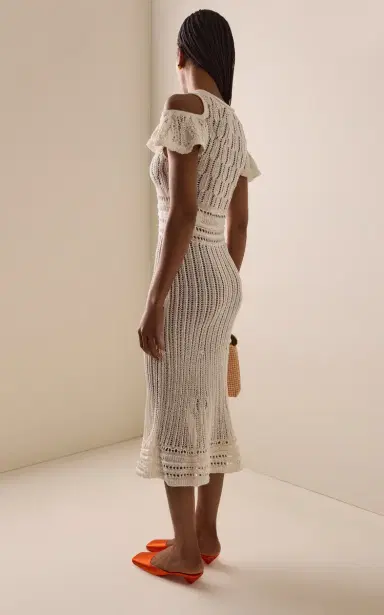 JW Anderson Ruffled Crocheted Midi Dress | Thumbnail 4 JW Anderson Ruffled Crocheted Midi Dress | Thumbnail 4