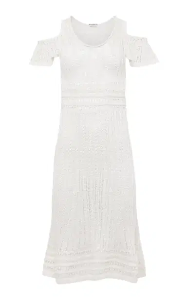 JW Anderson Ruffled Crocheted Midi Dress | Thumbnail 1 JW Anderson Ruffled Crocheted Midi Dress | Thumbnail 1