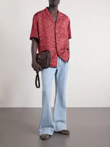 Valentino Garavani Cherryfic Camp-Collar Crochet-Trimmed Jacquard Shirt - Men | Thumbnail 2
