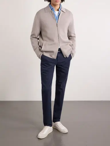 Canali Slim-Fit Tapered Cotton-Blend Twill Chinos - Men | Thumbnail 2