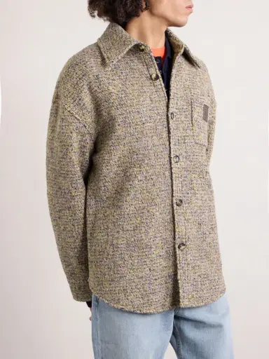 Loewe Logo-Appliquéd Brushed Knitted Overshirt - Men | Thumbnail 3 Loewe Logo-Appliquéd Brushed Knitted Overshirt - Men | Thumbnail 3