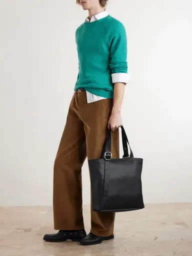 Loewe Loop Logo-Debossed Full-Grain Leather Tote Bag - Men | Thumbnail 2