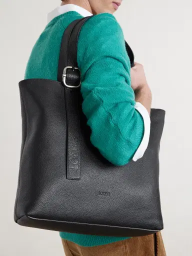 Loewe Loop Logo-Debossed Full-Grain Leather Tote Bag - Men | Thumbnail 3