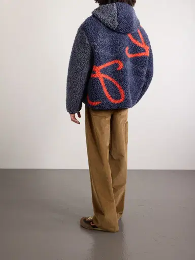 Loewe Leather-Trimmed Fleece-Jacquard Hooded Jacket - Men | Thumbnail 4 Loewe Leather-Trimmed Fleece-Jacquard Hooded Jacket - Men | Thumbnail 4