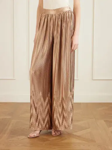 Dima Ayad Metallic Plissé-satin Wide-leg Pants | Thumbnail 3