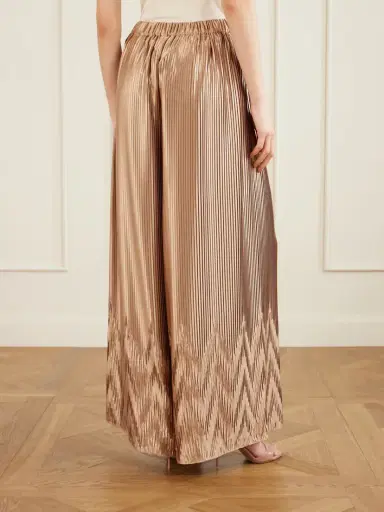 Dima Ayad Metallic Plissé-satin Wide-leg Pants | Thumbnail 4