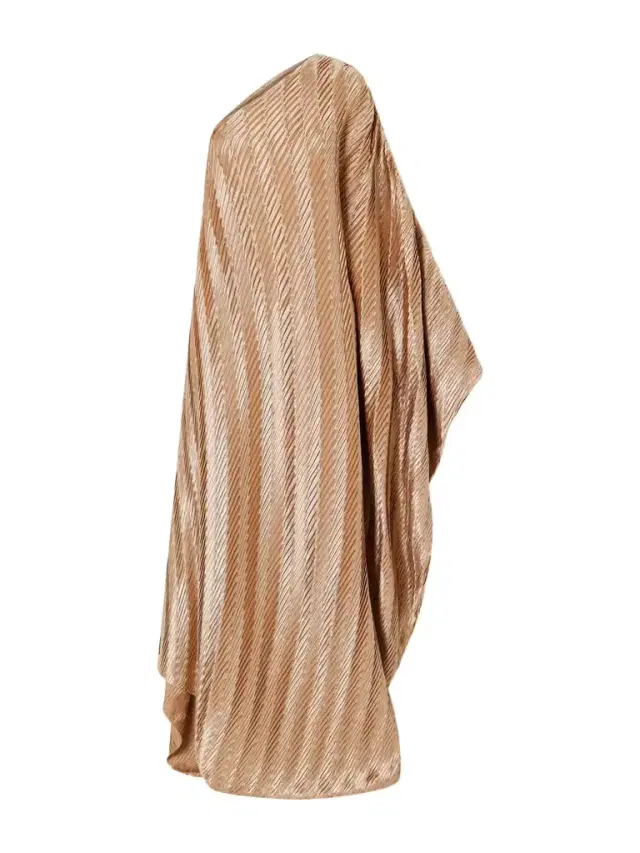 One-shoulder Plissé-satin Gown