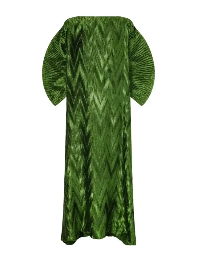 Metallic Plissé-satin Gown