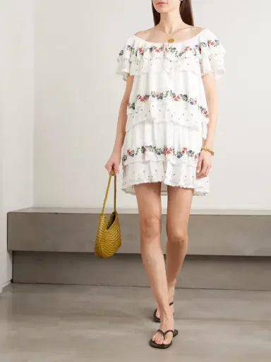 Rixo Leilani Tiered Embroidered Cotton-voile Mini Dress | Thumbnail 2 Rixo Leilani Tiered Embroidered Cotton-voile Mini Dress | Thumbnail 2
