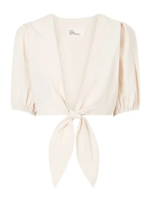 Pouf Cropped Cotton-poplin Wrap Top