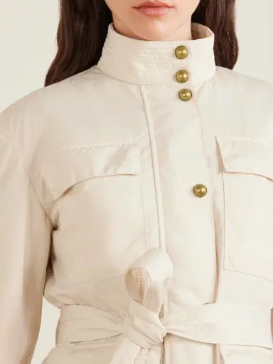 Moncler Maitake Appliquéd Belted Gabardine Jacket | Thumbnail 4 Moncler Maitake Appliquéd Belted Gabardine Jacket | Thumbnail 4