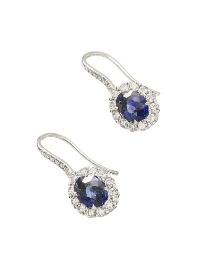 1735 Platinum, Sapphire And Diamond Earrings