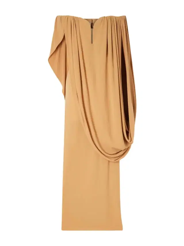 Off-the-shoulder Cape-effect Draped Crepe-jersey Gown