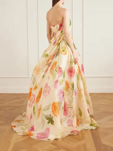 Carolina Herrera Strapless Draped Floral-print Silk-organza Gown | Thumbnail 3 Carolina Herrera Strapless Draped Floral-print Silk-organza Gown | Thumbnail 3