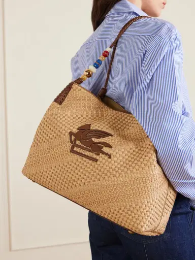 Etro Embellished Leather-trimmed Straw Tote | Thumbnail 2