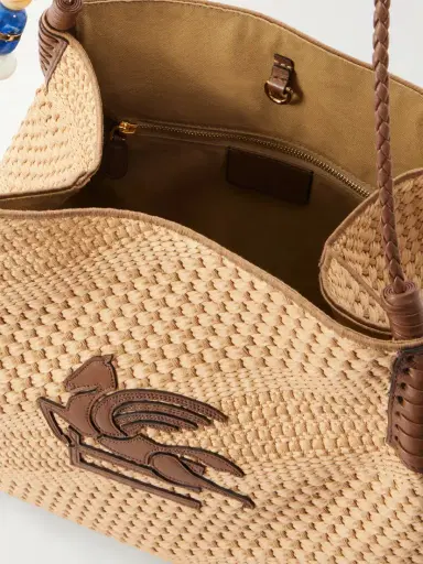 Etro Embellished Leather-trimmed Straw Tote | Thumbnail 6