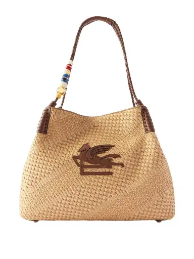 Etro Embellished Leather-trimmed Straw Tote | Thumbnail 1