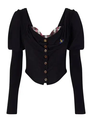 Vivienne Westwood Bea Checked Cotton-trimmed Embroidered Wool And Silk-blend Cardigan | Thumbnail 1 Vivienne Westwood Bea Checked Cotton-trimmed Embroidered Wool And Silk-blend Cardigan | Thumbnail 1