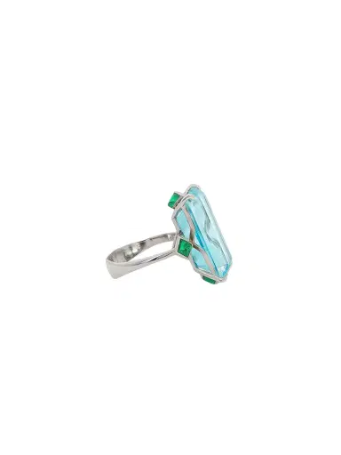 Wish Fine Jewelry 14.97ct Sky Blue Topaz Emerald 18K Gold Cocktail Ring | Thumbnail 2 Wish Fine Jewelry 14.97ct Sky Blue Topaz Emerald 18K Gold Cocktail Ring | Thumbnail 2