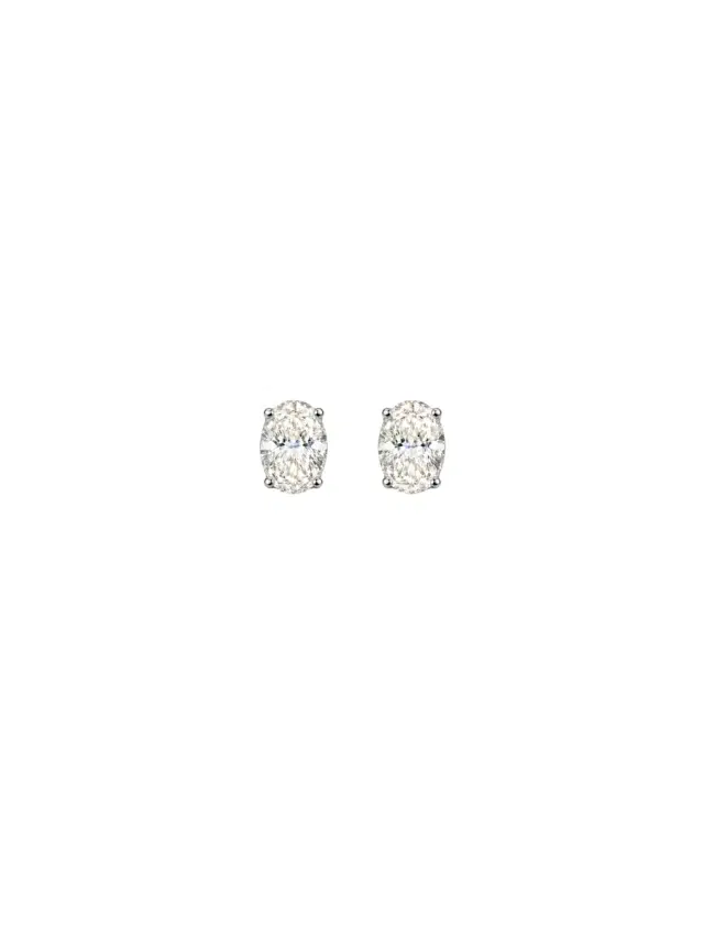 Wish Fine Jewelry 2.00ct Diamond 14K Gold Classic Oval Stud Earrings