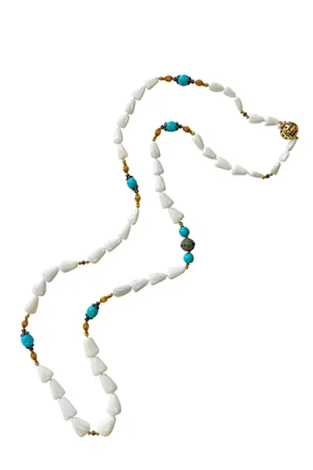 VERDURA Coral Turquoise Diamond Beaded Necklace