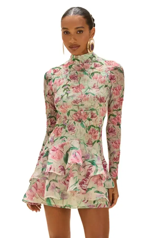 HONEY FLOWER  LONG SLEEVE MINI DRESS