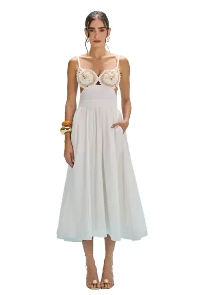 PatBo SEAWEED SHELL EMBROIDERED MIDI DRESS | Thumbnail 1