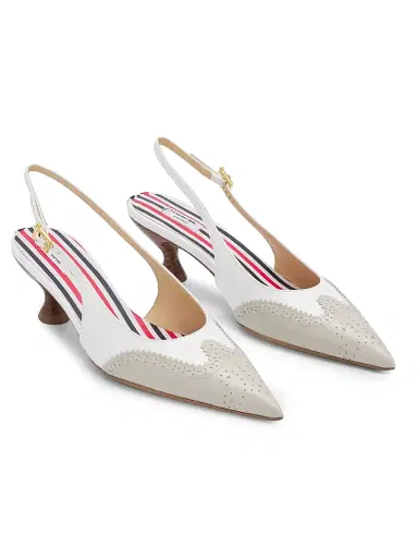 Thom Browne Women's Point-Toe Slingback Kitten Heels | Thumbnail 2