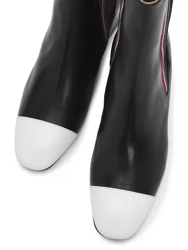 Thom Browne Women's Leather Mid-Calf Chelsea Boots - Black White - Size 9 | Thumbnail 4 Thom Browne Women's Leather Mid-Calf Chelsea Boots - Black White - Size 9 | Thumbnail 4